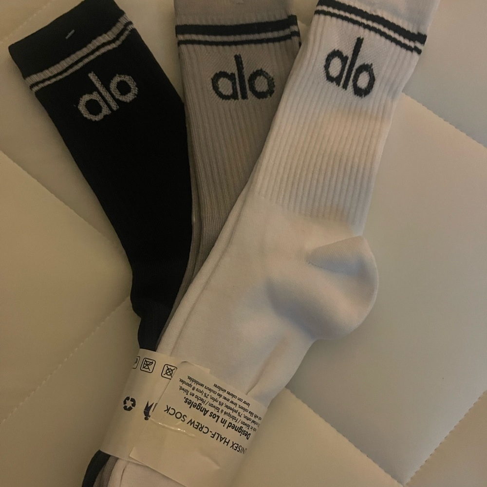 ALO Yoga Men's Trio Socks in Black, Gray, and White
